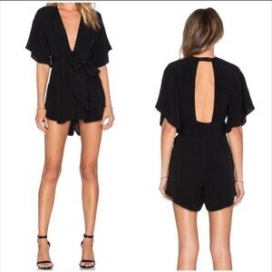 Bec and Bridge Bon Bon Playsuit Romper 4/S Black shorts deep plunge date night
